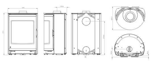 Arada Hoxton 7 Wood Burning Stove dimensions