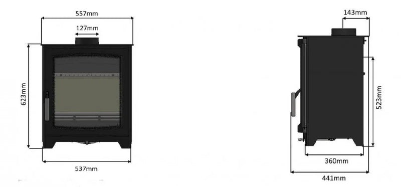 Load image into Gallery viewer, Parkray Aspect 6 Wood Burning Ecodesign Stove dimensions