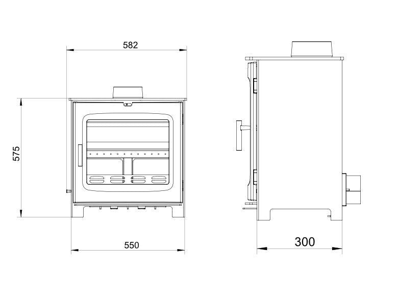 Load image into Gallery viewer, Woodford Axon Chadwick 12 Multifuel Wood Burning Stove dimensions chart