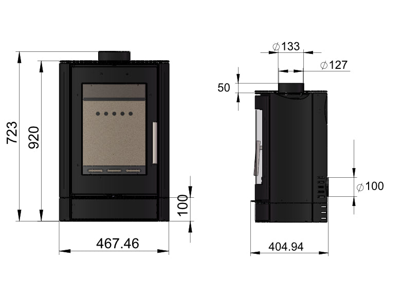 Load image into Gallery viewer, Woodford Charlton Freestanding Low Stove size chart