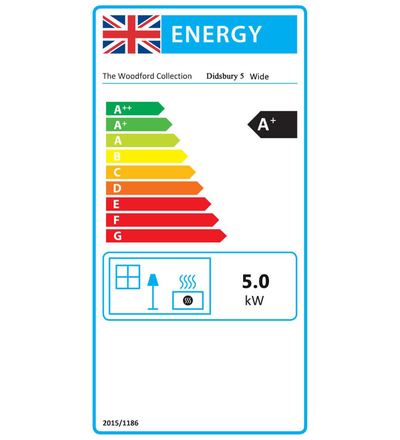 Load image into Gallery viewer, Woodford Didsbury 5 Wide Wood Burning / Multifuel Stove energy rating