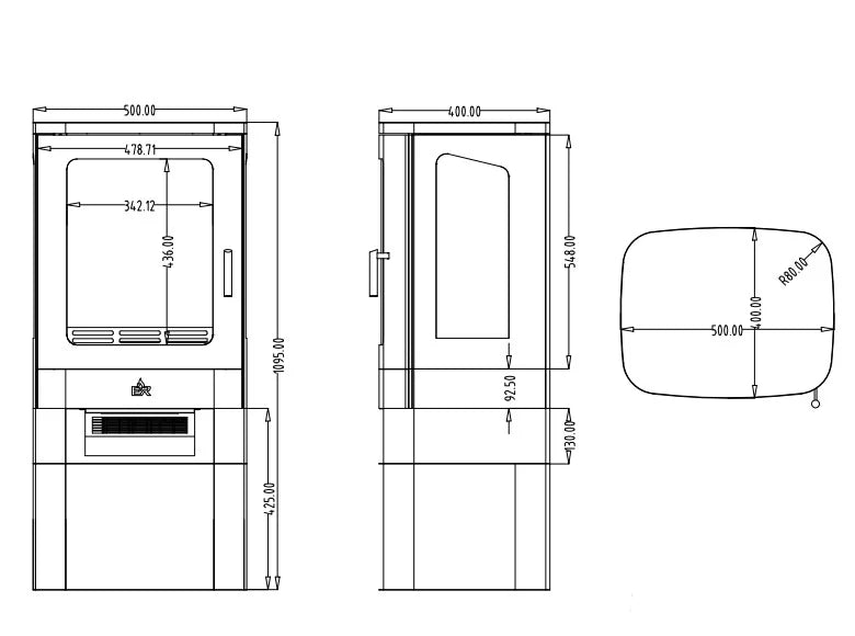 Load image into Gallery viewer, Celsi Electristove VR Spectre Log Store Electric Stove dimensions