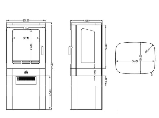 Celsi Electristove VR Spectre Log Store Electric Stove dimensions