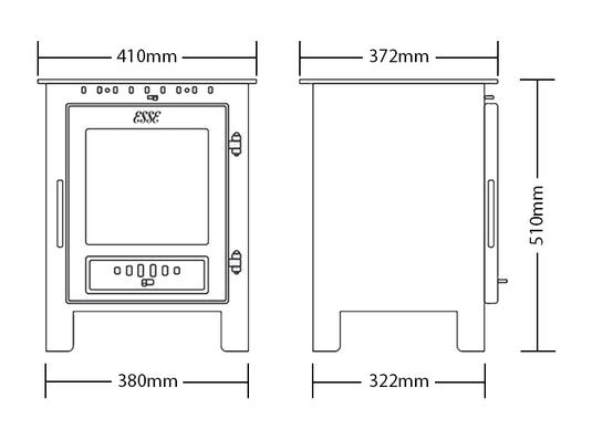 Esse One Wood Burning Ecodesign Stove dimensions