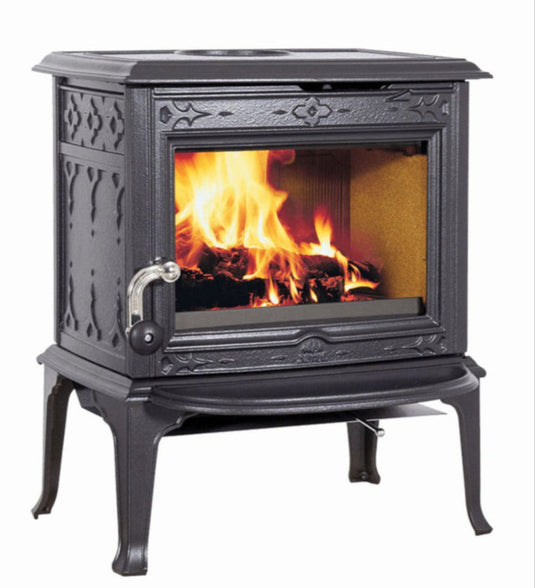 Jotul F 100 ECO.2 LL SE Wood Burning Ecodesign Stove in Black/Blue Enamel