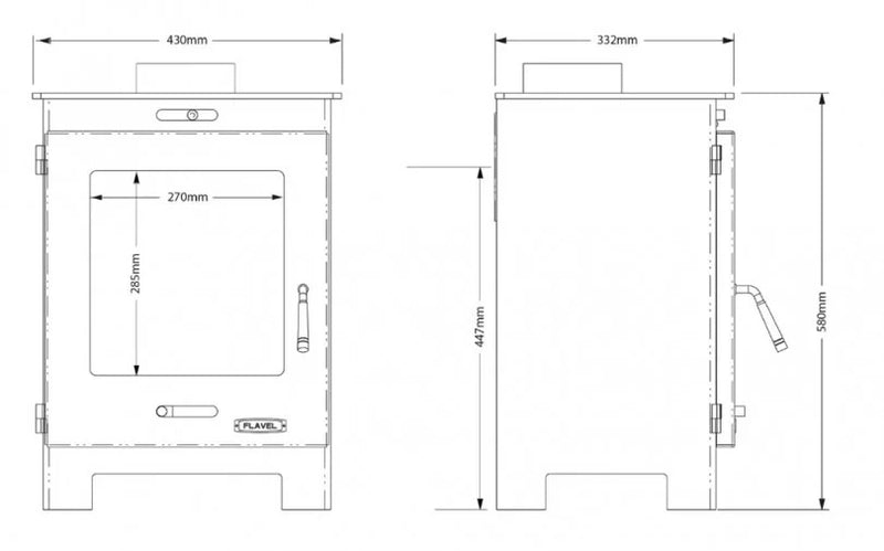 Load image into Gallery viewer, Portway Arundel Wood Burning / Multifuel Ecodesign Stove dimensions