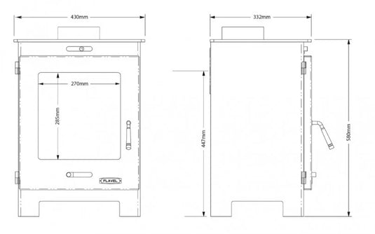 Portway Arundel Wood Burning / Multifuel Ecodesign Stove dimensions