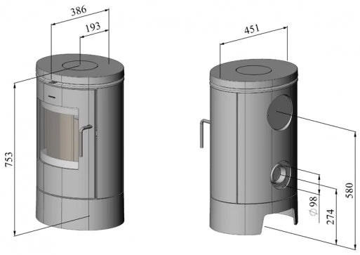 Load image into Gallery viewer, Morso 6140 Wood Burning Ecodesign Stove dimensions