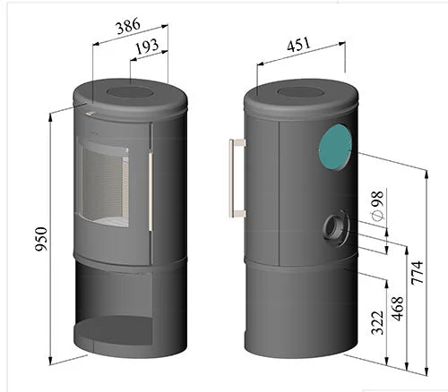 Morso 6843 Wood Burning Ecodesign Stove dimensions