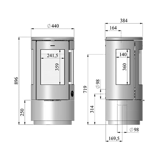 Morso 7440 Wood Burning Ecodesign Stove dimensions