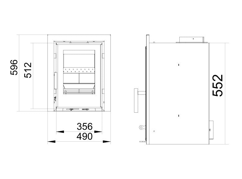 Load image into Gallery viewer, Woodford Lovell C400 Inset Wood Burning Stove dimensions chart