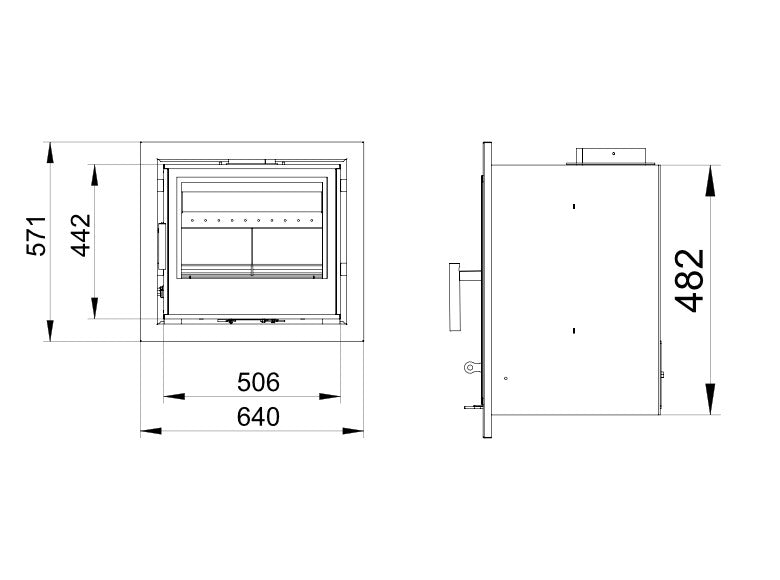 Load image into Gallery viewer, Woodford Lovell C500 Inset Wood Burning Stove dimensions chart
