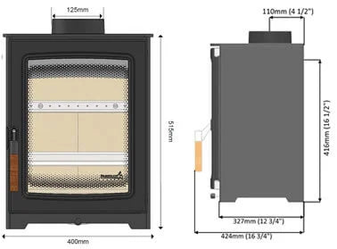 Parkray Aspect 4 Wood Burning Ecodesign Stove dimensions