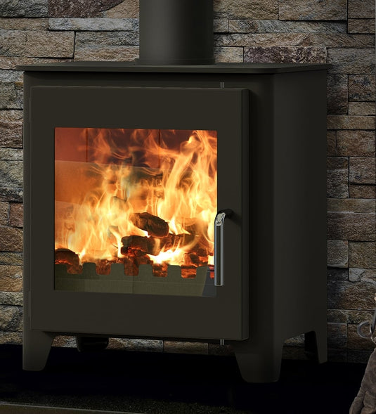 Saltfire ST1 Vision Wood Burning Ecodesign Stove side view