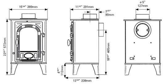 Stovax Stockton 4 Wood Burning / Multifuel Ecodesign Stove dimensions