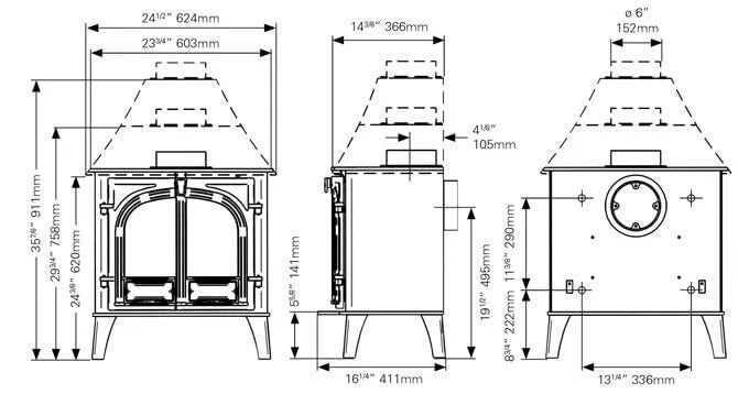 Load image into Gallery viewer, Stovax Stockton 8 Wood Burning Ecodesign Stove dimensions
