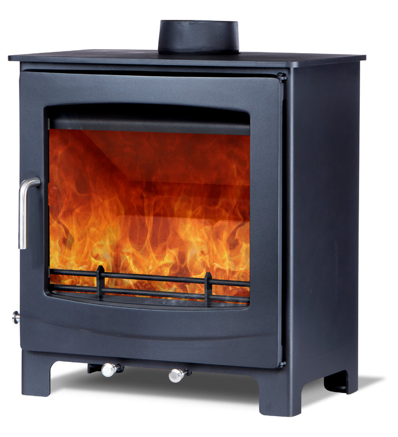 Load image into Gallery viewer, Woodford Turing 5XL Widescreen Multifuel Wood Burning Stove side view