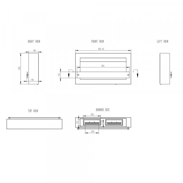 Load image into Gallery viewer, Henley Oslo Wall Mounted Bioethanol Stove dimensions chart

