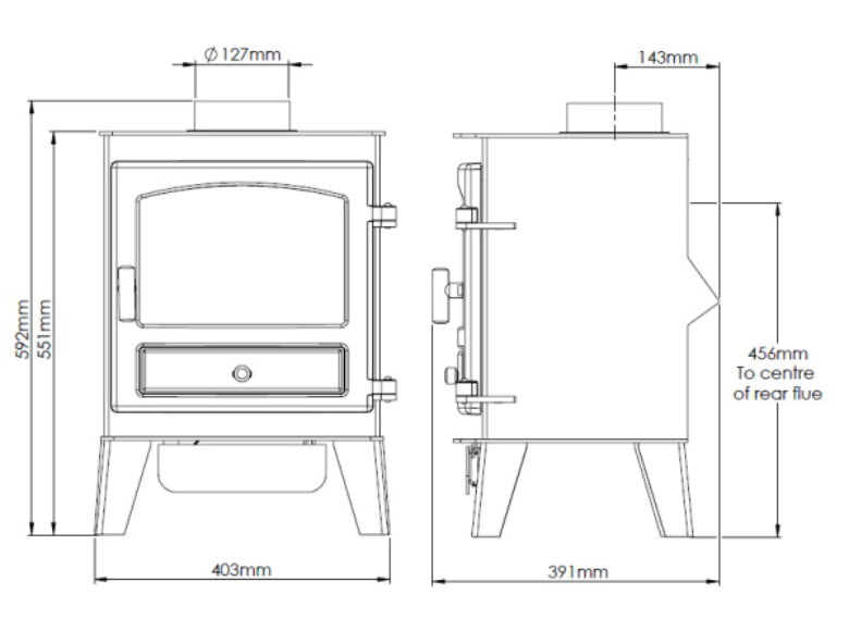 Stockport 4 Gas Stove dimensions chart