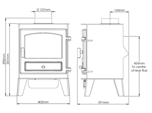 Stockport 4 Gas Stove dimensions chart