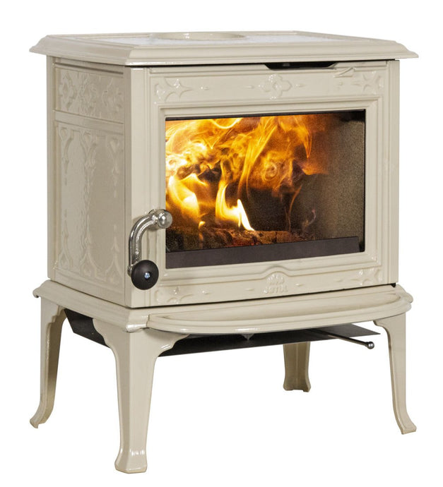 Jotul F 100 ECO.2 LL SE Wood Burning Ecodesign Stove in Cream Enamel