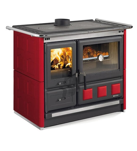 La Nordica Rosa XXL Majolica Wood Burning Range Cooker in rosa red