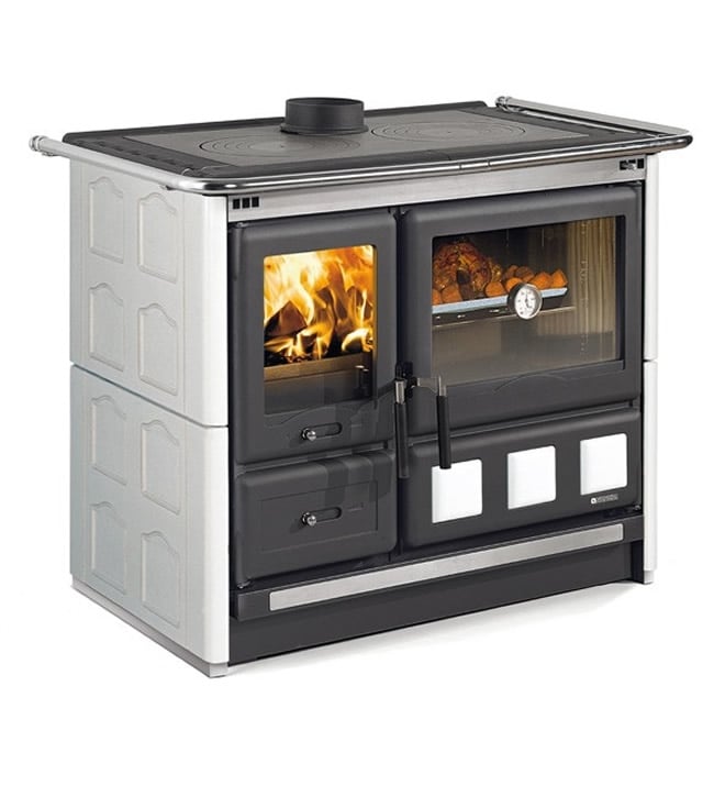 Load image into Gallery viewer, La Nordica Rosa XXL Majolica Wood Burning Range Cooker in white

